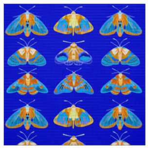 Tissu Bouches en bleu foncé, orange et turquoise
