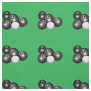 Tissu Boules De Pelouse Noire Sur Vert,