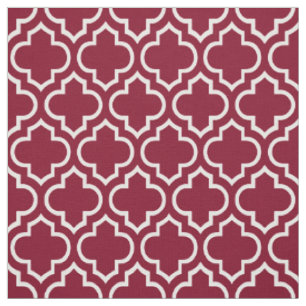 Tissu Bourgogne, Quatrefoil blanc marocain #6