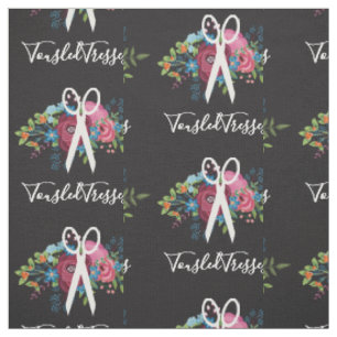 Tissu Bourgogne rose Roses ciseaux blancs Salon de coiff