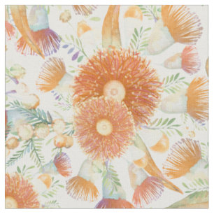 Tissu Bovins brûlés au soleil et fleurs d'eucalyptus