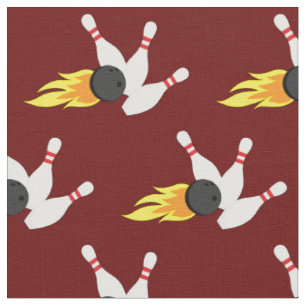Tissu Bowling Balls et Flammes Pins Sports