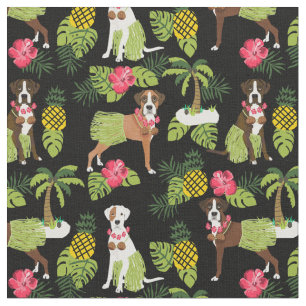 Tissu Boxe Dog hula tropical black