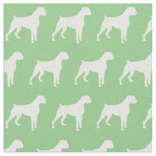 Tissu Boxer Chien Silhouette Animal Sage Vert