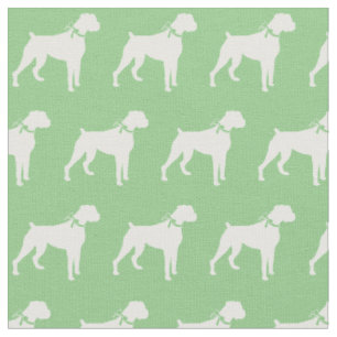 Tissu Boxer Chien Silhouette Animal Sage Vert