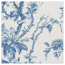Tissu Branche de toile florale bleu doux