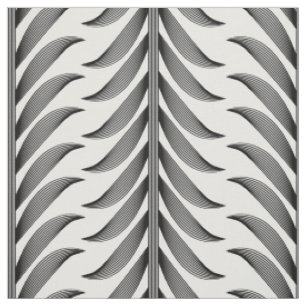 Tissu Branche d'olive linéaire en motif noir et blanc