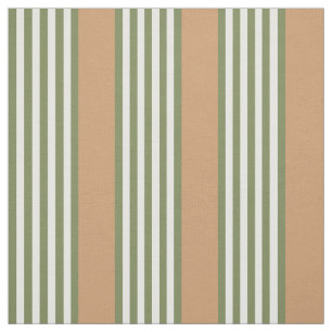 Tissu Brayures vert olive et blanc motif avec bronze