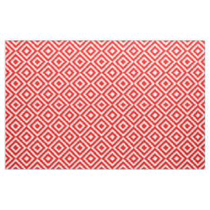 Tissu Bright Red Ikat Diamond Carrés Mosaic Art Motif