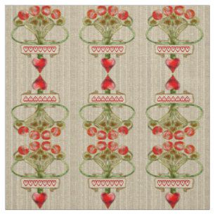 Tissu Broche de Nouveau d'art rose et coeur