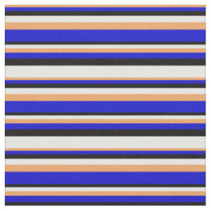 Tissu Brown, Bleu, Noir & Blanc Grandes Motifs