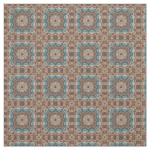 Tissu Brown Brûlé Orange Taupe Bleu Turquoise Aspect eth