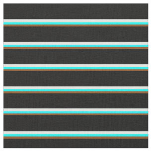 Tissu Brown, Cyan, Crème à la menthe et Motif noir