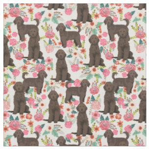Tissu Brown Golden Doodle Floral vintage crème