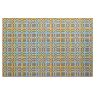 Tissu Brown Motif Carré de tarte vert jaune bleu