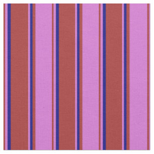 Tissu Brown, orchidées et bandes bleues