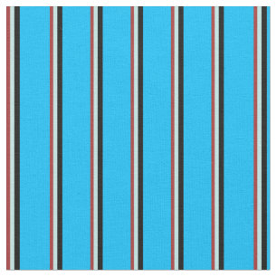 Tissu Brown, turquoise, noir et bleu ciel profond