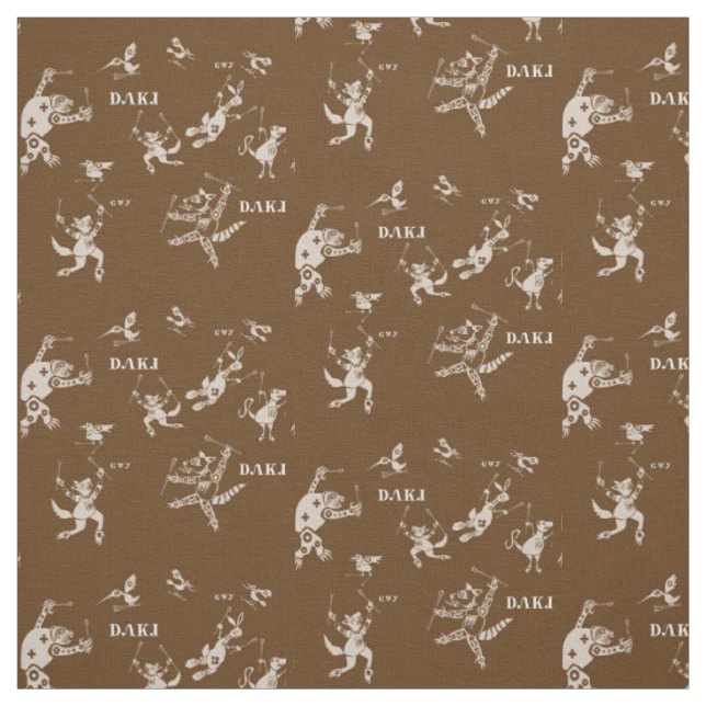 Tissu Brun cherokee d'animal de stickball (Échantillon)