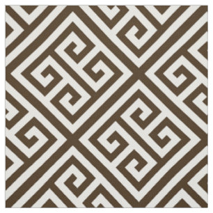 Tissu Brun foncé, motif principal grec blanc #1 de Med