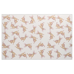 Tissu Brun rose peint par aquarelle mignonne de chiwawa