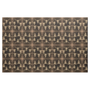 Tissu Bull Skull Western Country Brown Sepia Russe Art