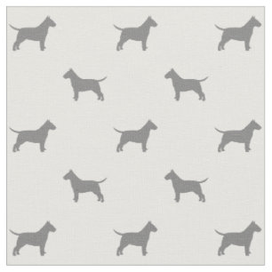 Tissu Bull Terrier Silhouettes Motif gris et blanc