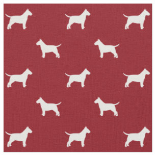 Tissu Bull Terrier Silhouettes Motif Rouge et Blanc