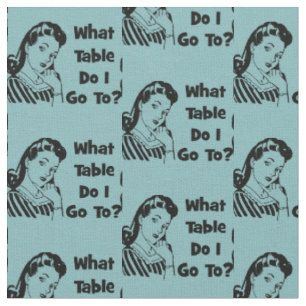Tissu Bunco Funny Blue Retro Quelle Table Dois-Je Aller 