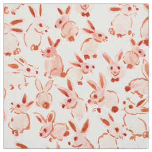 Tissu BUNNY BOMB Soft Peach Aquarelle Rabbits