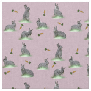 Tissu Bunny Carrot Craze (Rose Poussiéreux)