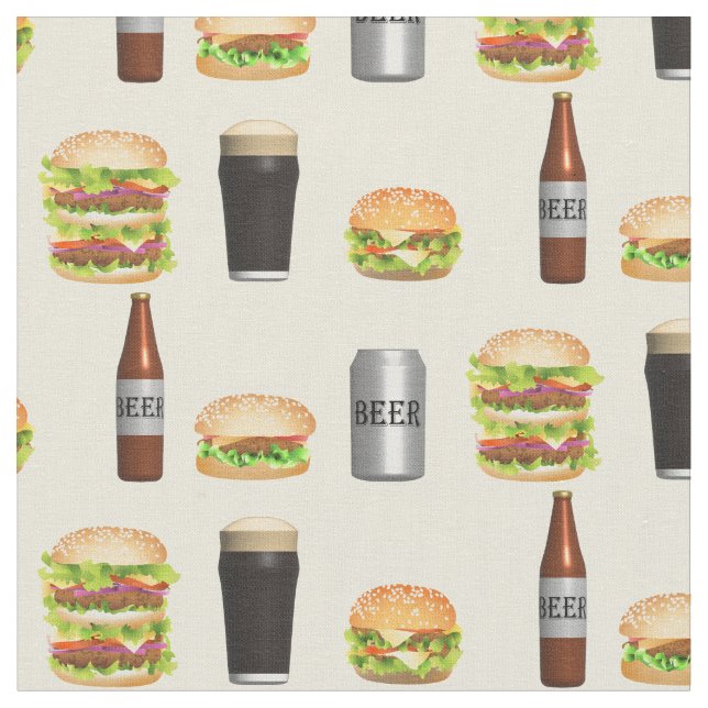 Tissu Burgers et bières (Fermer)