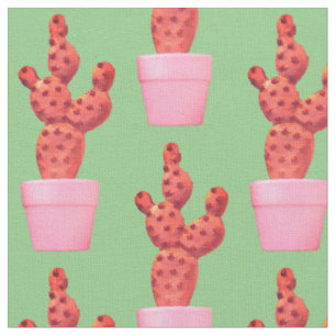 Tissu Cactus Cute Green Pop Art Moderne