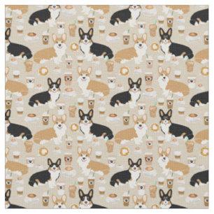 Tissu Café de corgi - chiens de corgi de cardigan