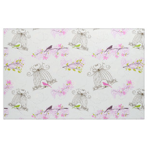 Tissu Cage d'oiseaux floraux Fabric 2
