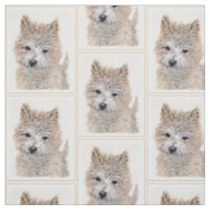 Tissu Cairn Terrier Peinture Chiot - Art Chien original