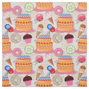 Tissu Cakes Cupcakes Lollipop Donuts Icecream Textile