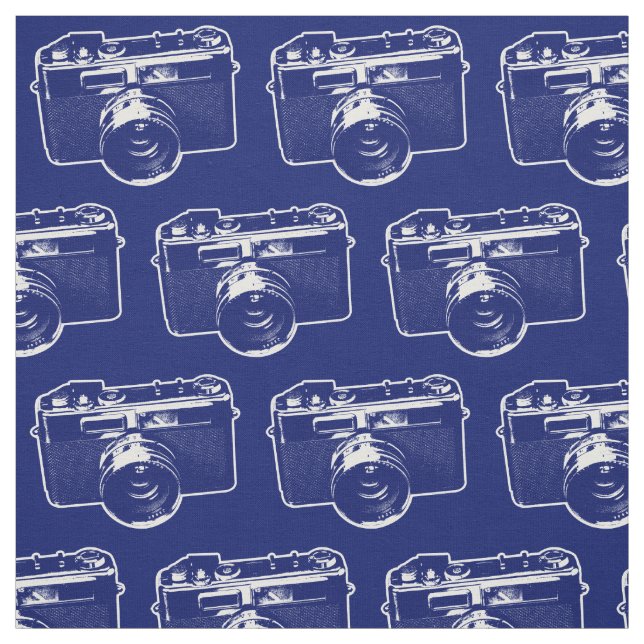Tissu Caméra d'art pop bleu (Échantillon)