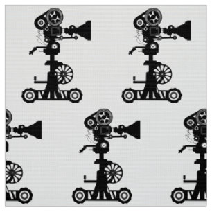 TISSU CAMÉRA MOTIF CLASSÉ EN NOIR ET CINE BLANCHE
