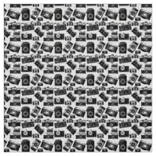 TISSU CAMÉRAS DE PHOTOGRAPHIE NOIR ET BLANC RETRO MOTIF