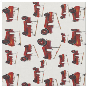 Tissu Camions De Feu Vintages Dans Un Motif,