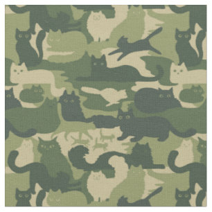 Tissu Camouflage Chats Motif Armée Green Kitty Cats Cam