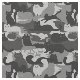 Tissu Camouflage gris Chats Motif Grey Kitty Cats Camo