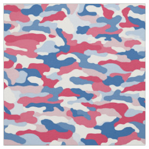 Tissu Camouflage rouge blanc et bleu (petite échelle)
