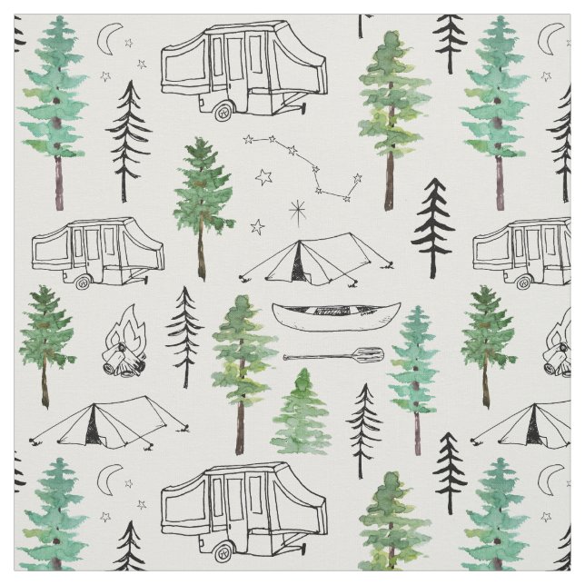 Tissu Camping et arbres (Échantillon)