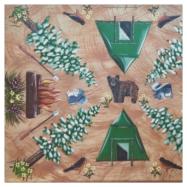 Tissu Camping Glamping & Smores Fabric (Échantillon)