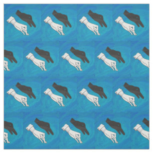 Tissu Canard noir sur bleu