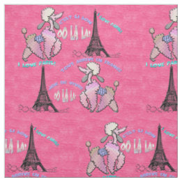 Tissu Caniche fascinant à Paris sur le rose de fraise