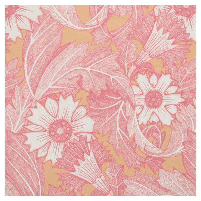 Tissu cantaloupe rose acanthus (Échantillon)