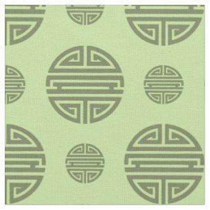 Tissu Caractère de longévité chinois Shou vert jade