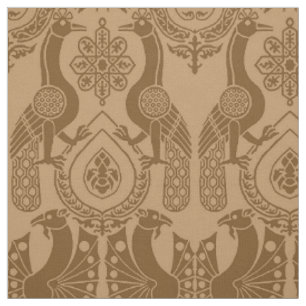 Tissu Caramel Peacocks et Dragons médiévaux